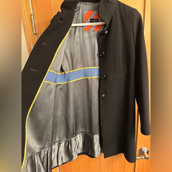 J.Crew Black Long Wool Blend Coat Women’s Size 6 - Picture 4 of 7